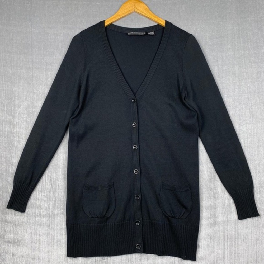 Dana Buchman Cardigan Womens‎ S 100% Silk Black Capsule Minimalist Quiet Luxury